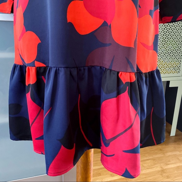 Halogen Long Sleeve Button Back Ruffle Hem Dress - Picture 4 of 12